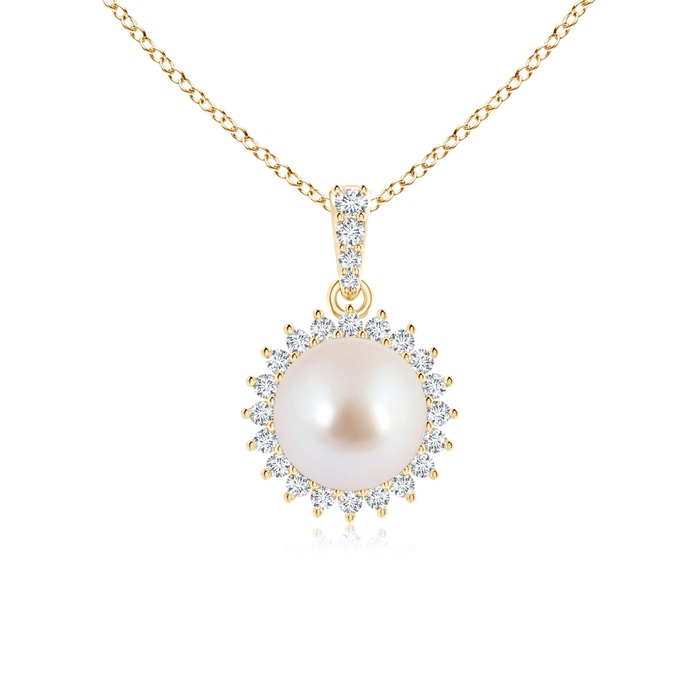 8mm AAA Vintage Inspired Japanese Akoya Pearl Pendant in Yellow Gold