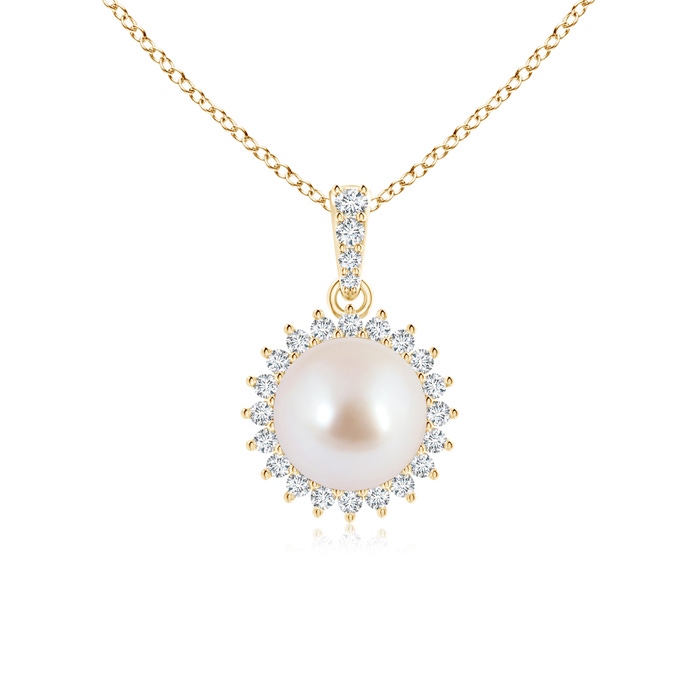 8mm AAA Vintage Inspired Japanese Akoya Pearl Pendant in Yellow Gold 