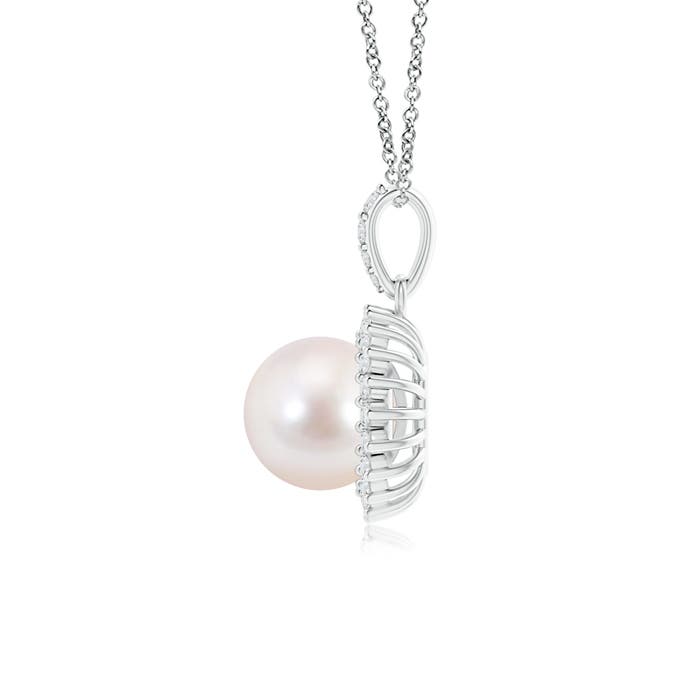 8mm AAAA Vintage Inspired Japanese Akoya Pearl Pendant in White Gold