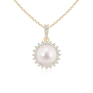 8mm AAAA Vintage Inspired Japanese Akoya Pearl Pendant in Yellow Gold