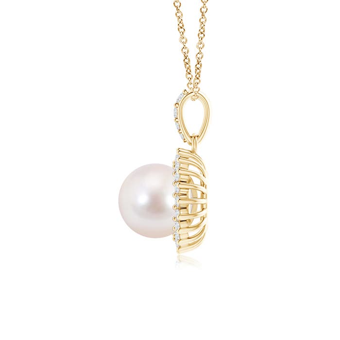 8mm AAAA Vintage Inspired Japanese Akoya Pearl Pendant in Yellow Gold