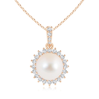 10mm AAA Vintage Inspired Freshwater Cultured Pearl Pendant in Rose Gold