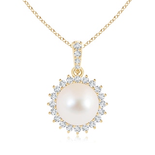 10mm AAA Vintage Inspired Freshwater Cultured Pearl Pendant in Yellow Gold