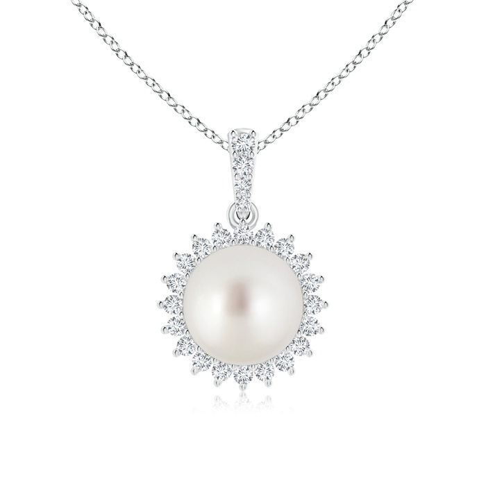 9mm AAA Vintage Inspired South Sea Cultured Pearl Pendant in White Gold