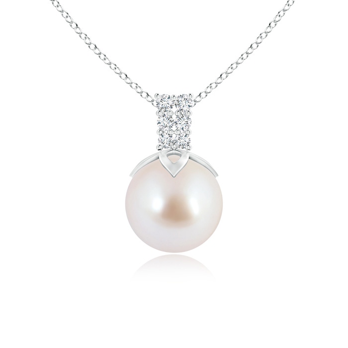 8mm AAA Akoya Cultured Pearl Pendant with Diamond Twin Bale in White Gold