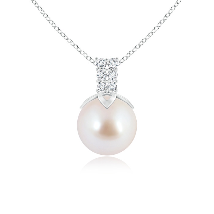 8mm AAA Akoya Cultured Pearl Pendant with Diamond Twin Bale in White Gold 