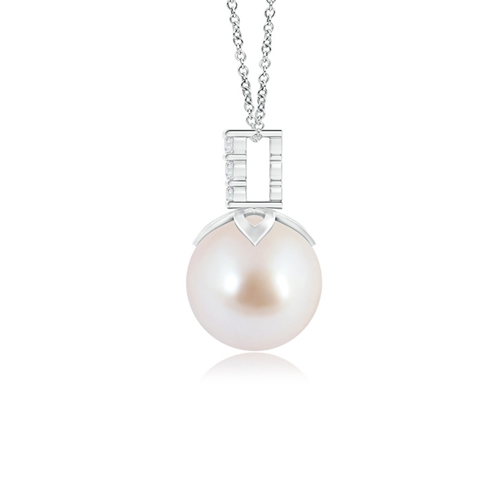 8mm AAA Akoya Cultured Pearl Pendant with Diamond Twin Bale in White Gold product image