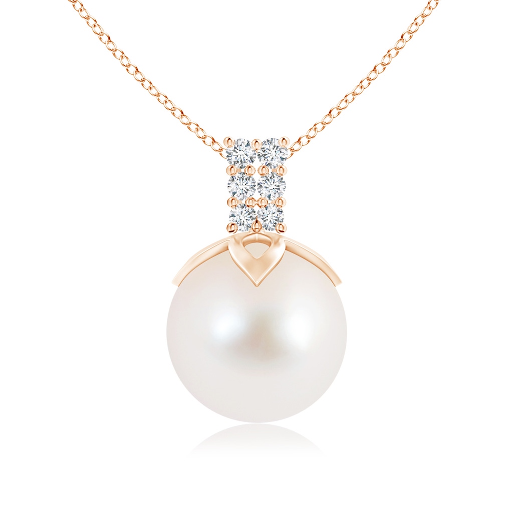 10mm AAA Freshwater Cultured Pearl Pendant with Diamond Twin Bale in Rose Gold