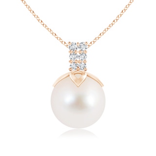 10mm AAA Freshwater Cultured Pearl Pendant with Diamond Twin Bale in Rose Gold