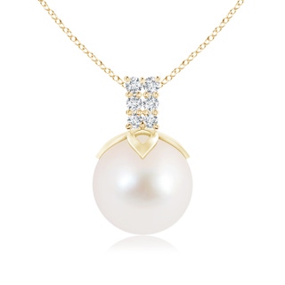 10mm AAA Freshwater Cultured Pearl Pendant with Diamond Twin Bale in Yellow Gold