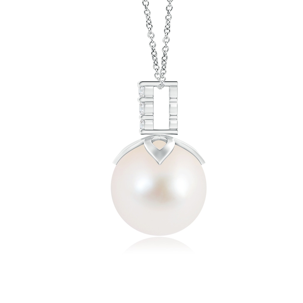 9mm AAA Freshwater Cultured Pearl Pendant with Diamond Twin Bale in White Gold Product Image