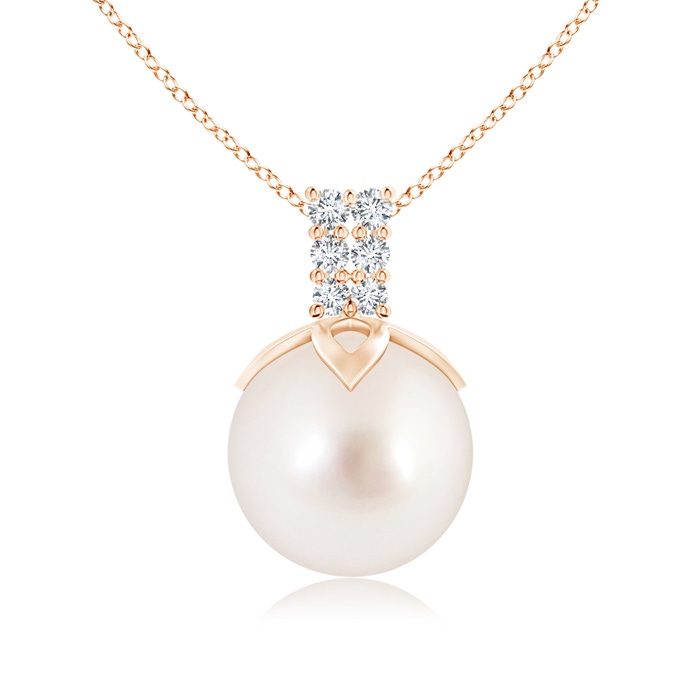 10mm AAAA South Sea Pearl Pendant with Diamond Twin Bale in Rose Gold