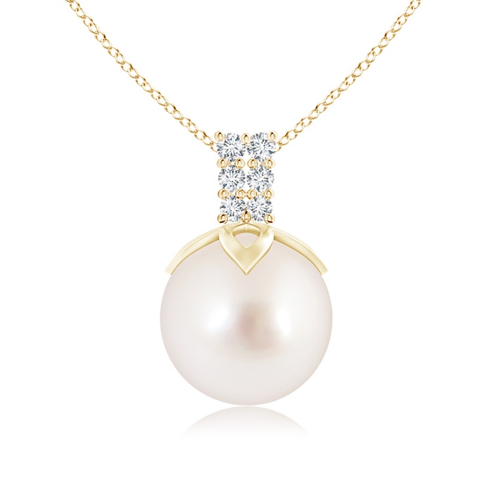 10mm AAAA South Sea Pearl Pendant with Diamond Twin Bale in Yellow Gold