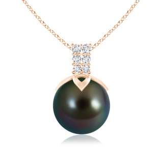 10mm AAAA Tahitian Cultured Pearl Pendant with Twin Bale in Rose Gold