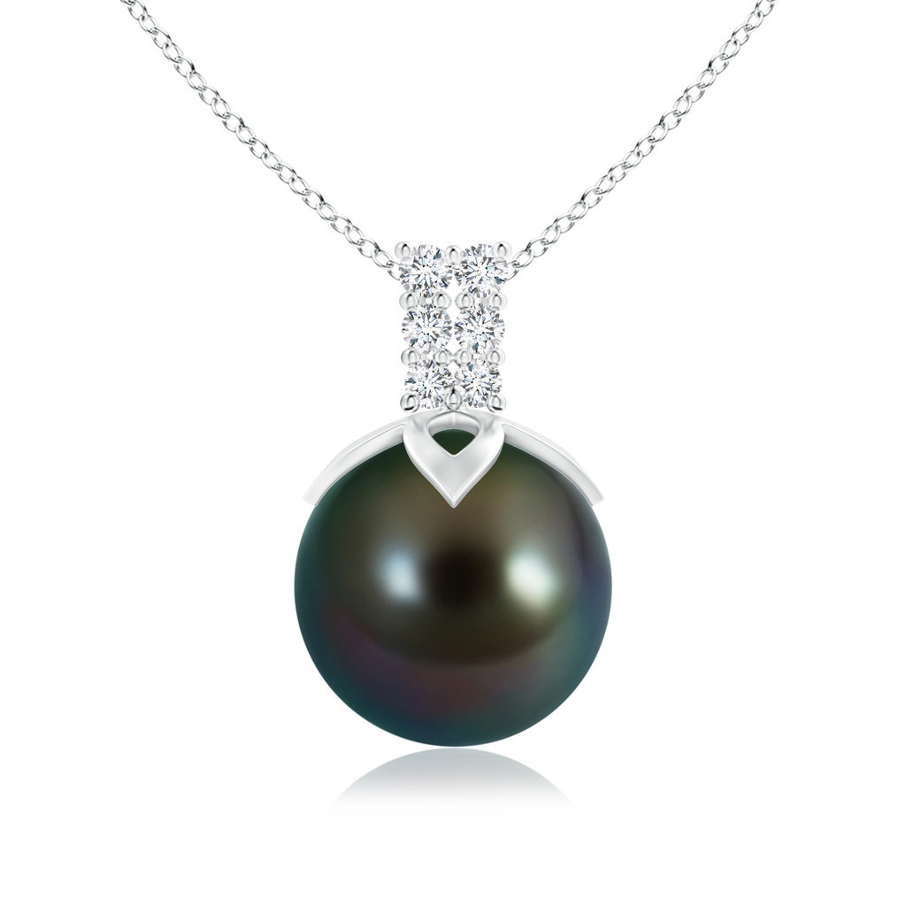 10mm AAAA Tahitian Cultured Pearl Pendant with Twin Bale in White Gold