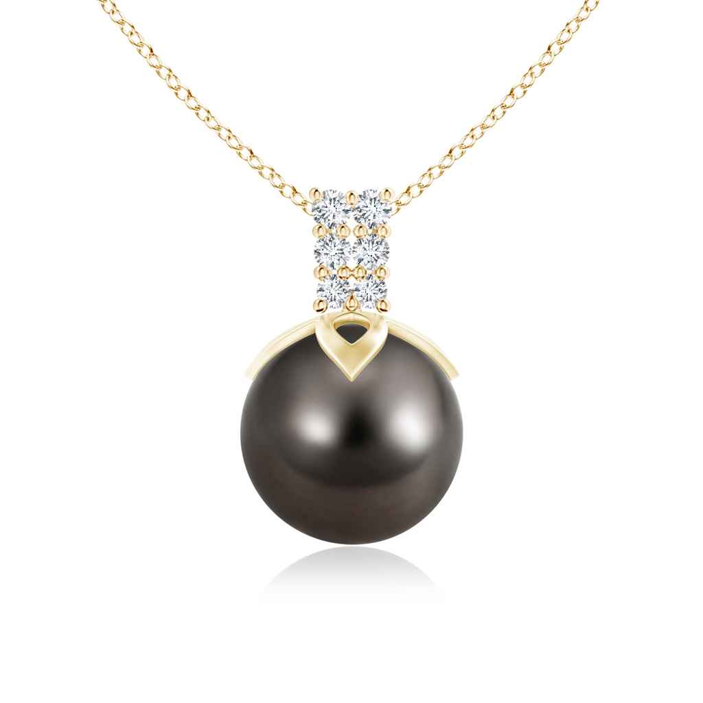 9mm AAA Tahitian Cultured Pearl Pendant with Twin Bale in Yellow Gold