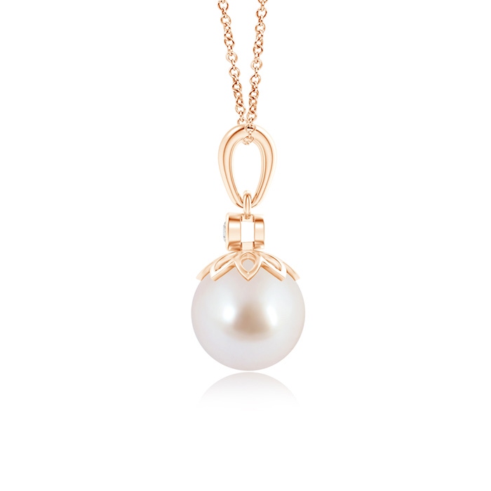 8mm AAA Akoya Cultured Pearl and Diamond Pendant in Rose Gold product image
