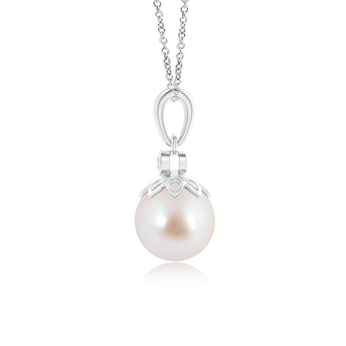 8mm AAA Akoya Cultured Pearl and Diamond Pendant in White Gold Product Image