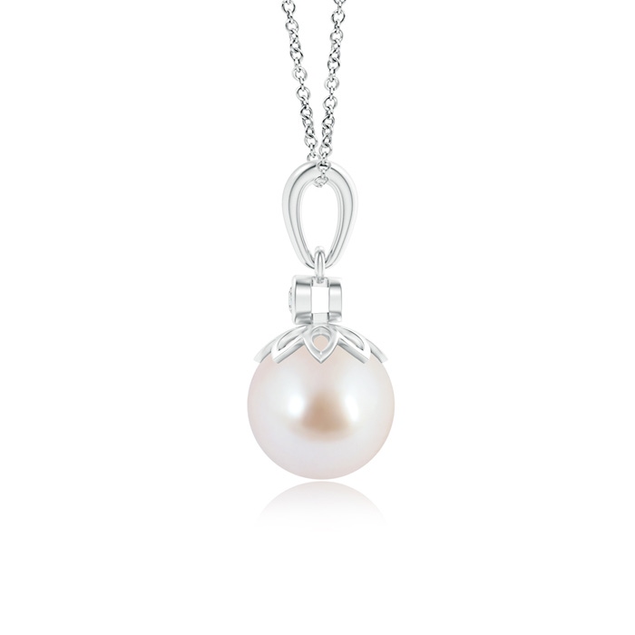 8mm AAA Akoya Cultured Pearl and Diamond Pendant in White Gold product image