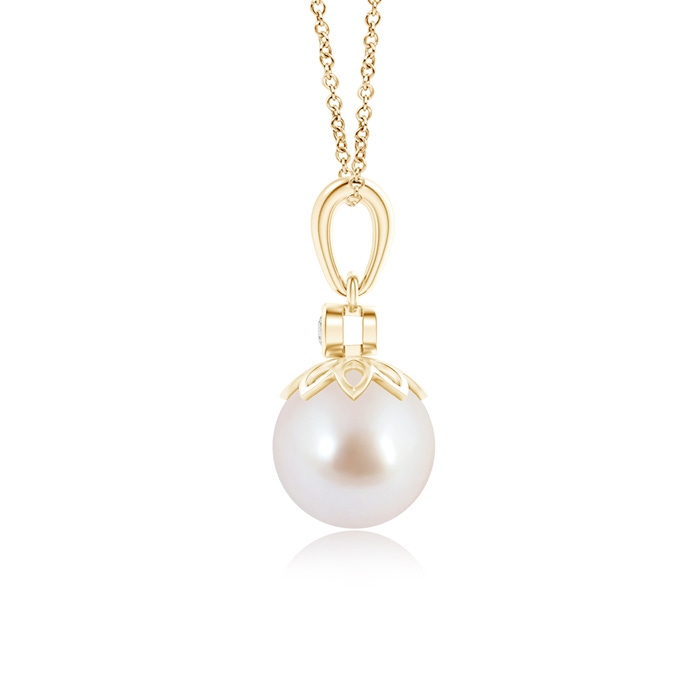 8mm AAA Akoya Cultured Pearl and Diamond Pendant in Yellow Gold product image