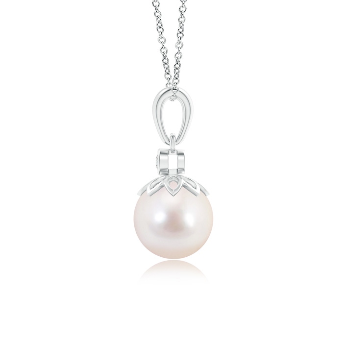 8mm AAAA Akoya Cultured Pearl and Diamond Pendant in White Gold product image