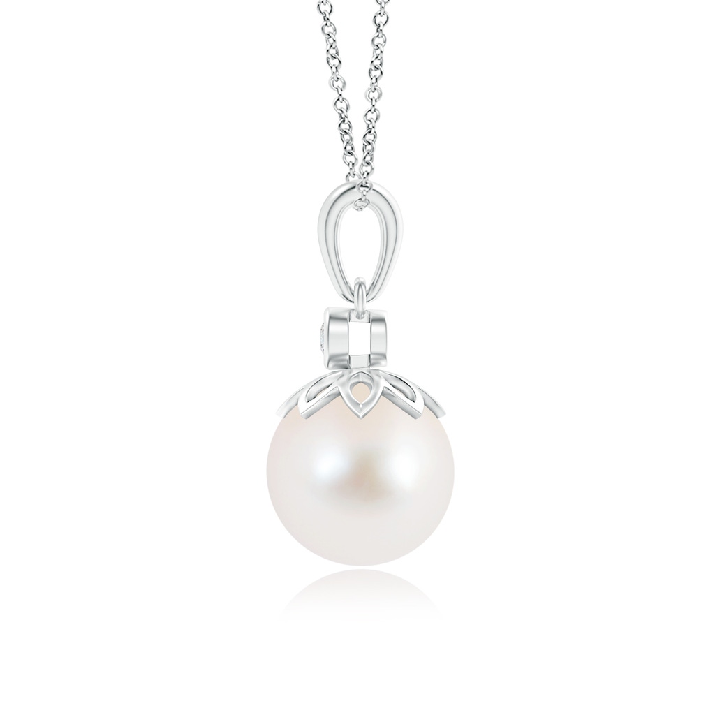 9mm AAA Freshwater Cultured Pearl and Diamond Pendant in White Gold Product Image