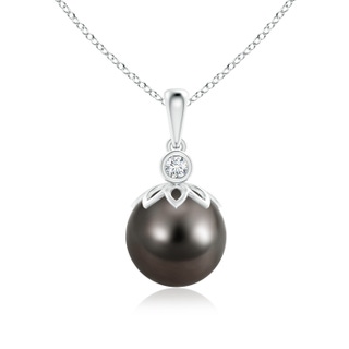 10mm AAA Tahitian Cultured Pearl and Diamond Pendant in White Gold