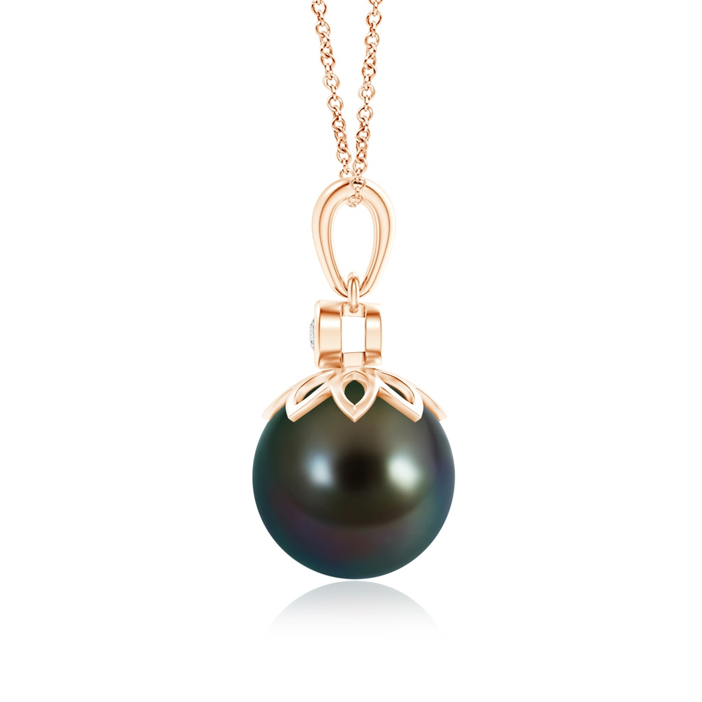 10mm AAAA Tahitian Cultured Pearl and Diamond Pendant in Rose Gold Product Image