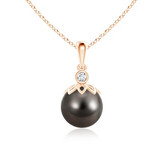 9mm AAA Tahitian Cultured Pearl and Diamond Pendant in 9K Rose Gold