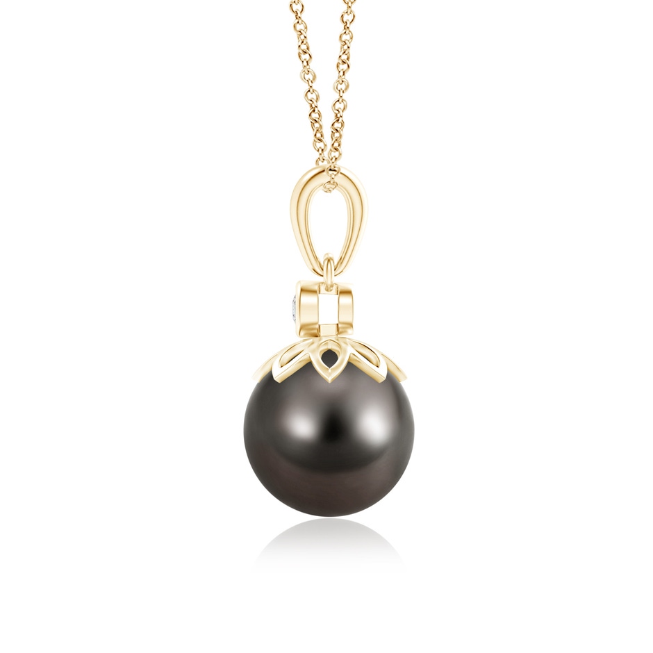 9mm AAA Tahitian Cultured Pearl and Diamond Pendant in Yellow Gold product image