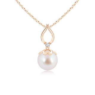 8mm AAA Akoya Cultured Pearl Pendant with Ribbon Bale in Rose Gold