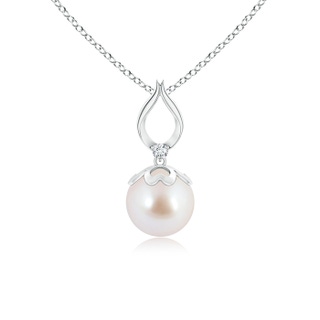 8mm AAA Akoya Cultured Pearl Pendant with Ribbon Bale in White Gold