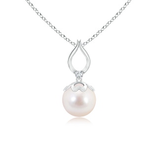8mm AAAA Akoya Cultured Pearl Pendant with Ribbon Bale in White Gold