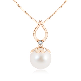 10mm AAA Freshwater Cultured Pearl Pendant with Ribbon Bale in Rose Gold