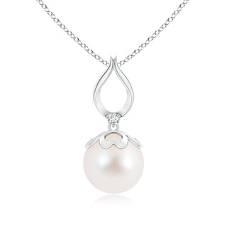 10mm AAA Freshwater Cultured Pearl Pendant with Ribbon Bale in White Gold