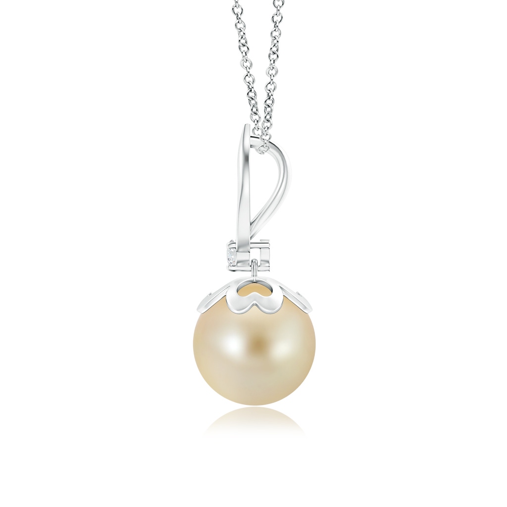 9mm AAA Golden South Sea Cultured Pearl Pendant with Ribbon Bale in White Gold Product Image