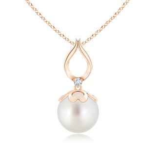 10mm AAA South Sea Cultured Pearl Pendant with Ribbon Bale in Rose Gold