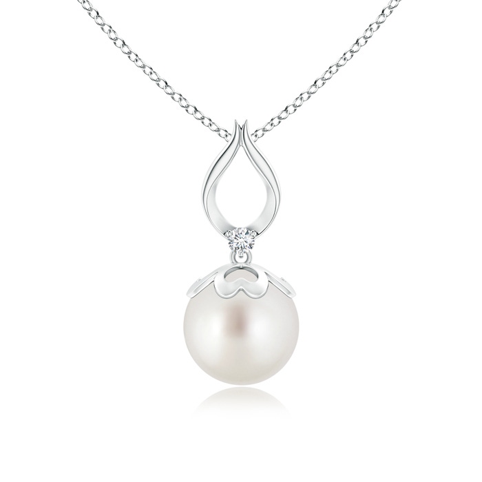 9mm AAA South Sea Cultured Pearl Pendant with Ribbon Bale in White Gold 