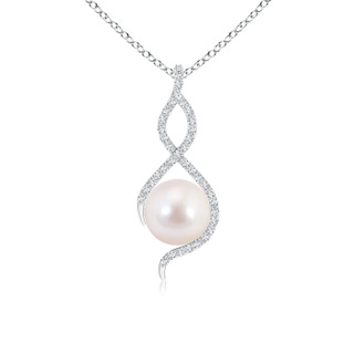 8mm AAAA Akoya Cultured Pearl Infinity Twist Pendant in White Gold