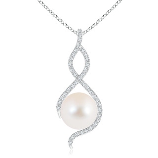 10mm AAA Freshwater Cultured Pearl Infinity Twist Pendant in White Gold