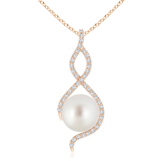 10mm AAA South Sea Cultured Pearl Infinity Twist Pendant in Rose Gold