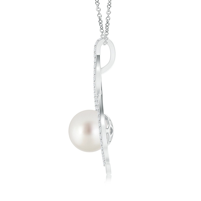 9mm AAA South Sea Cultured Pearl Infinity Twist Pendant in White Gold product image