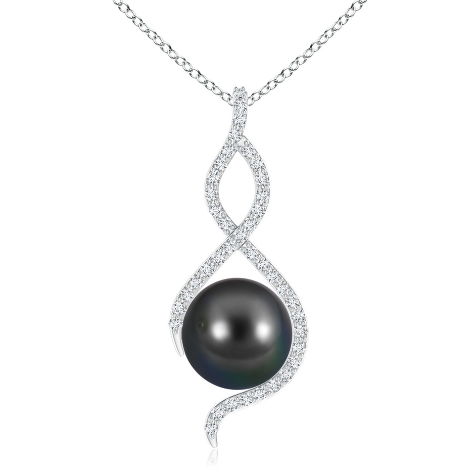 10mm AA Tahitian Pearl Infinity Twist Pendant in White Gold 