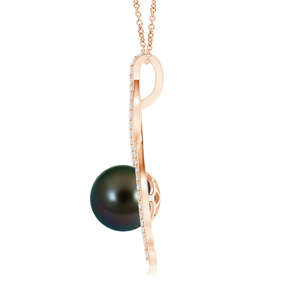 10mm AAAA Tahitian Pearl Infinity Twist Pendant in Rose Gold product image