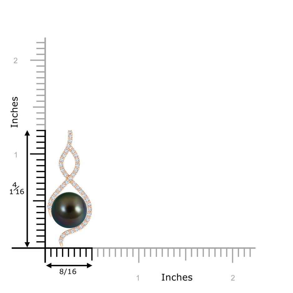 10mm AAAA Tahitian Pearl Infinity Twist Pendant in Rose Gold product image