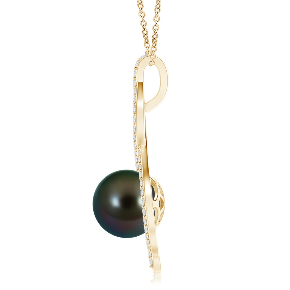 10mm AAAA Tahitian Pearl Infinity Twist Pendant in Yellow Gold product image
