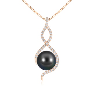 9mm AA Tahitian Pearl Infinity Twist Pendant in Rose Gold