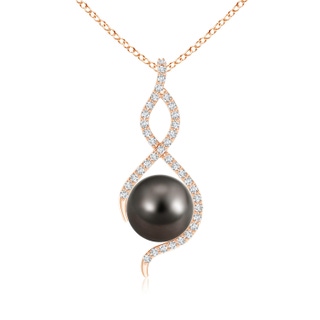 9mm AAA Tahitian Pearl Infinity Twist Pendant in 10K Rose Gold