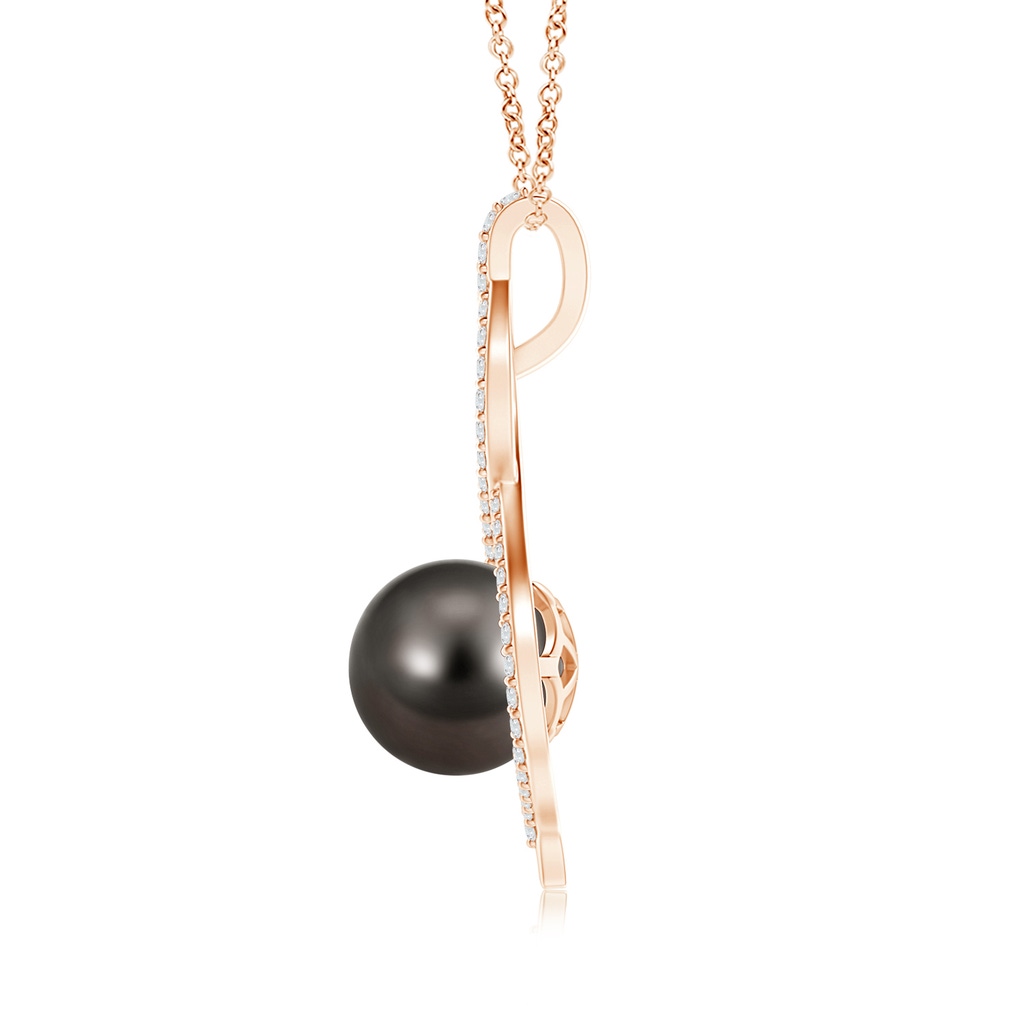 9mm AAA Tahitian Pearl Infinity Twist Pendant in Rose Gold Product Image