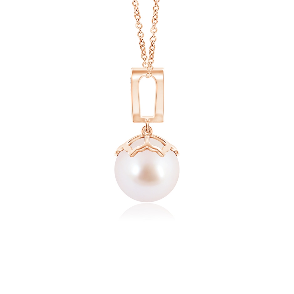 8mm AAA Japanese Akoya Pearl Pendant with Inverted Pear Bale in Rose Gold product image